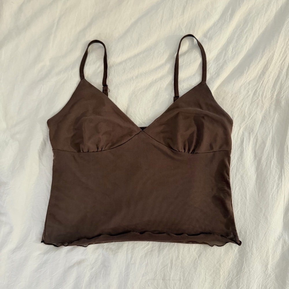 Edikted mesh Brown crop top